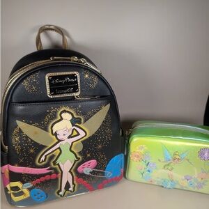 Loungefly Black and Green Tinker Bell Backpack Set